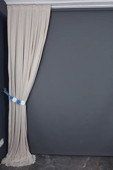 BÜYÜK PETEK MODEL VİZON RENK TEK KANAT Hazır dikilmiş Pileli Fon Perde 75*260 cm - Resim 5