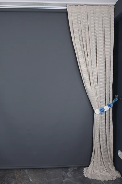 BÜYÜK PETEK MODEL VİZON RENK TEK KANAT Hazır dikilmiş Pileli Fon Perde 75*260 cm - Resim 6