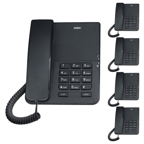 Karel TM140 Analog Masaüstü Kablolu Telefon 5'li Fırsat Paketi Siyah