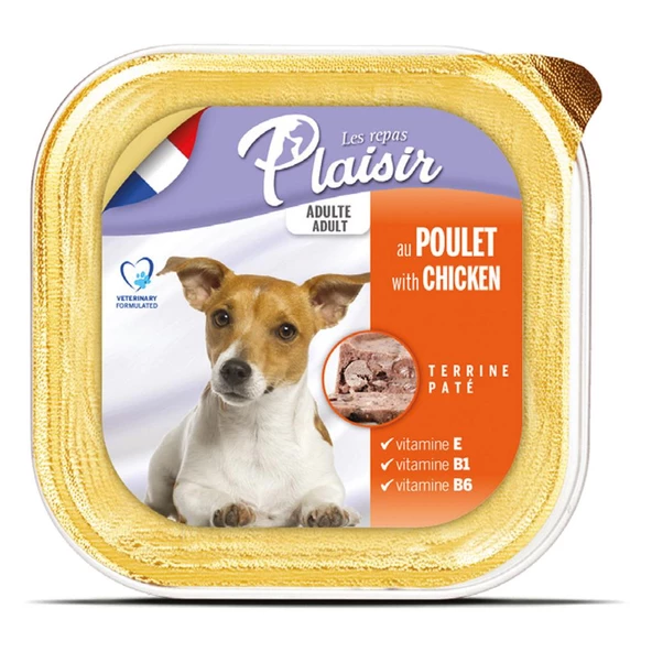 Plaisir Pate 150Gr Tavuk Etli Yetişkin 22Adet Yaş Köpek Maması