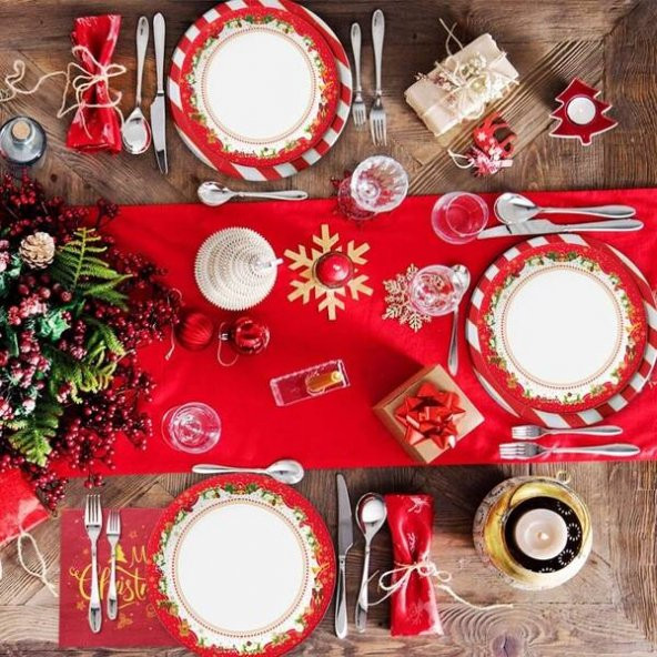 Yılbaşı Karton Tabak Bardak 8 li - 3