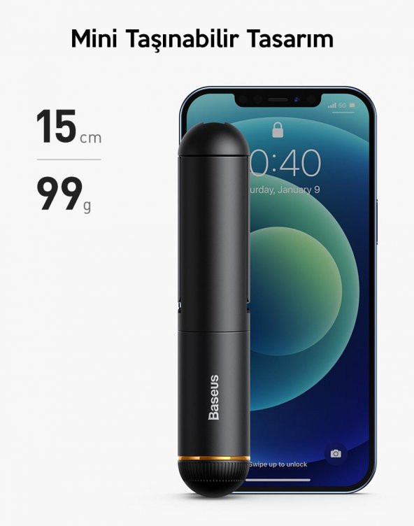 Baseus Taşınabilir Katlanabilir Dahili Pilli Bluetooth Selfie Çubuğu Kablosuz Monopod Teleskopic Çubuk - 2