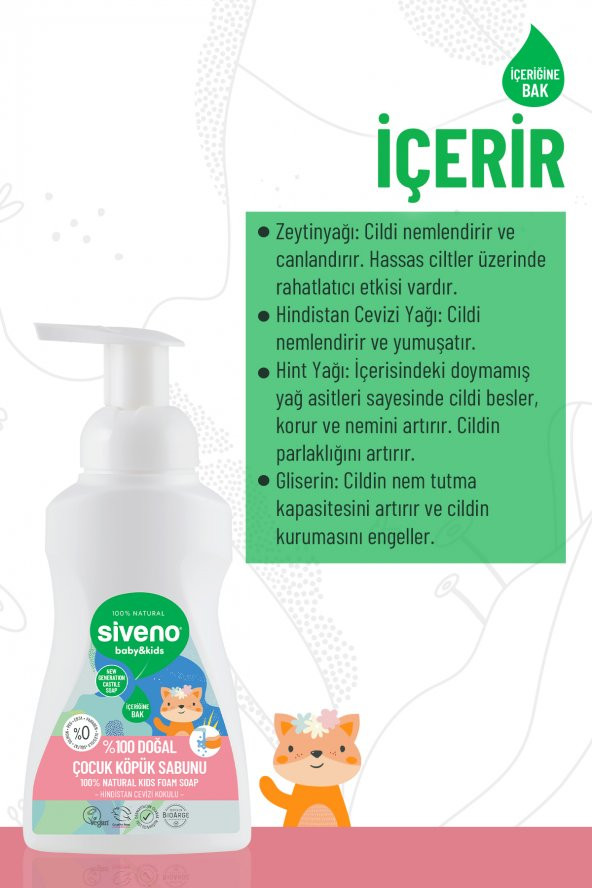 Siveno %100 Doğal Zeytinyağlı Çocuk Köpük Kastil Sabun Yoğun Nemlendirici Arındırıcı Bitkisel Vegan 250 ml - 2