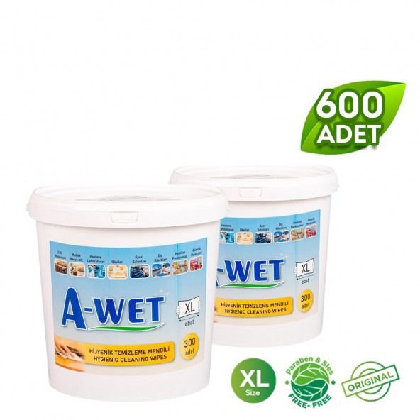 A-Wet Hijyenik Wet Wipes Kova Islak Mendil - Yüzey Temizleme Havlusu 600'lü