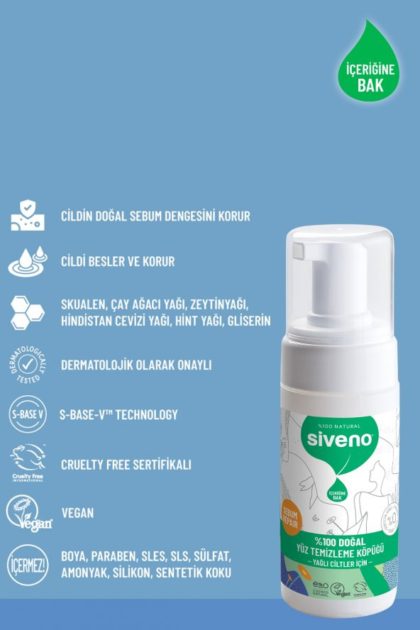 Siveno %100 Doğal Yüz Temizleme Köpüğü Yağlı Ciltler İçin Makyaj Siyah Nokta Sivilce Vegan 100 ml - 4