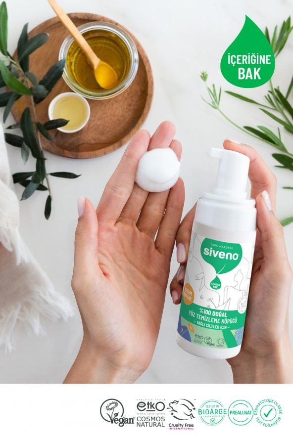 Siveno %100 Doğal Yüz Temizleme Köpüğü Yağlı Ciltler İçin Makyaj Siyah Nokta Sivilce Vegan 100 ml - 6