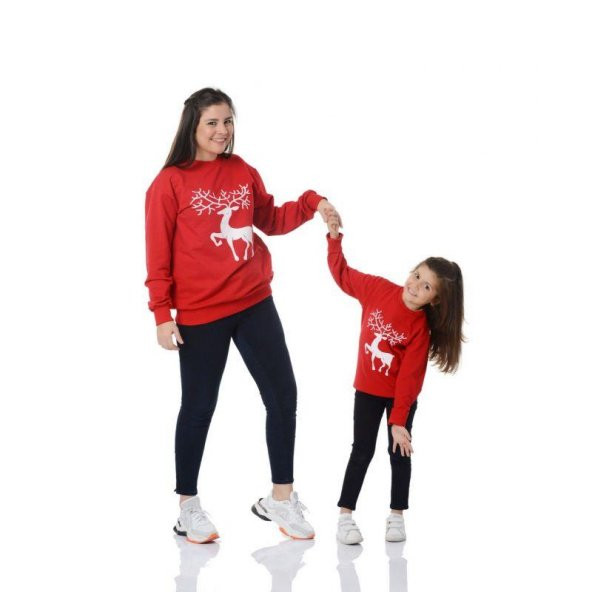MODAVALS GEYİK BASKILI YILBAŞI AİLE KOMBİN SWEAT - Resim 4