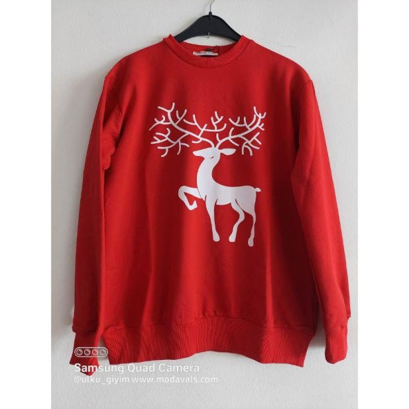MODAVALS GEYİK BASKILI YILBAŞI AİLE KOMBİN SWEAT - Resim 5