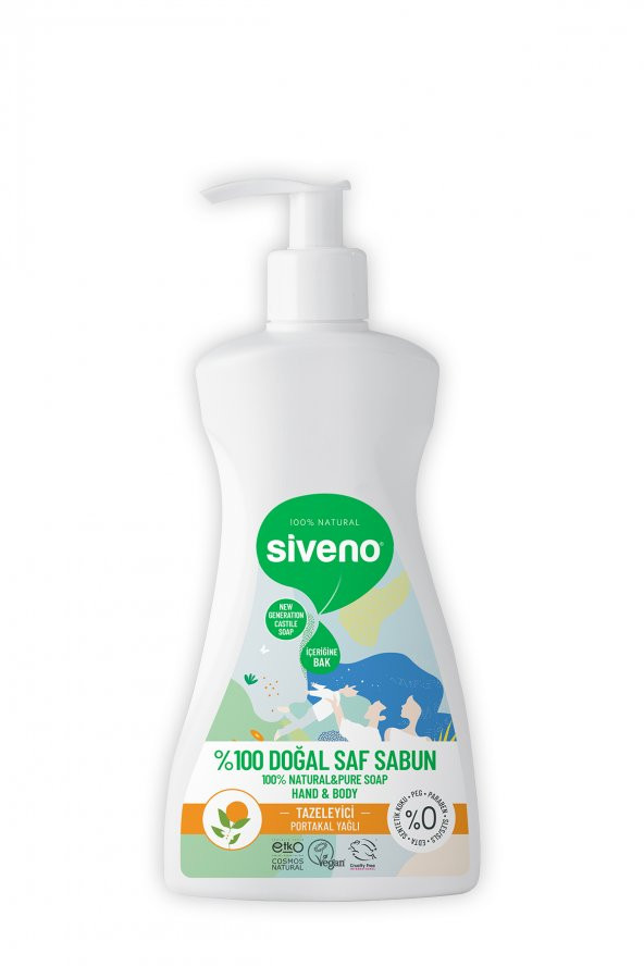 Siveno %100 Doğal Sıvı Kastil Sabun Portakal Yağlı Yoğun Nemlendirici Arındırıcı Bitkisel Vegan 300 ml - 2