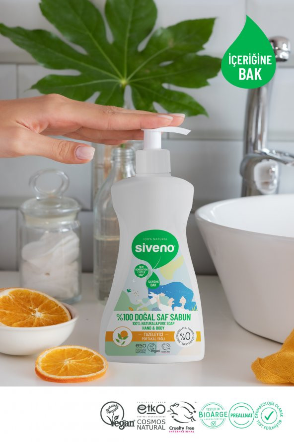 Siveno %100 Doğal Sıvı Kastil Sabun Portakal Yağlı Yoğun Nemlendirici Arındırıcı Bitkisel Vegan 300 ml - 5