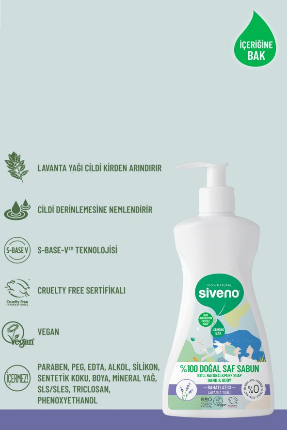 Siveno %100 Doğal Sıvı Kastil Sabun Lavanta Yağlı Yoğun Nemlendirici Arındırıcı Bitkisel Vegan 300 ml - 5