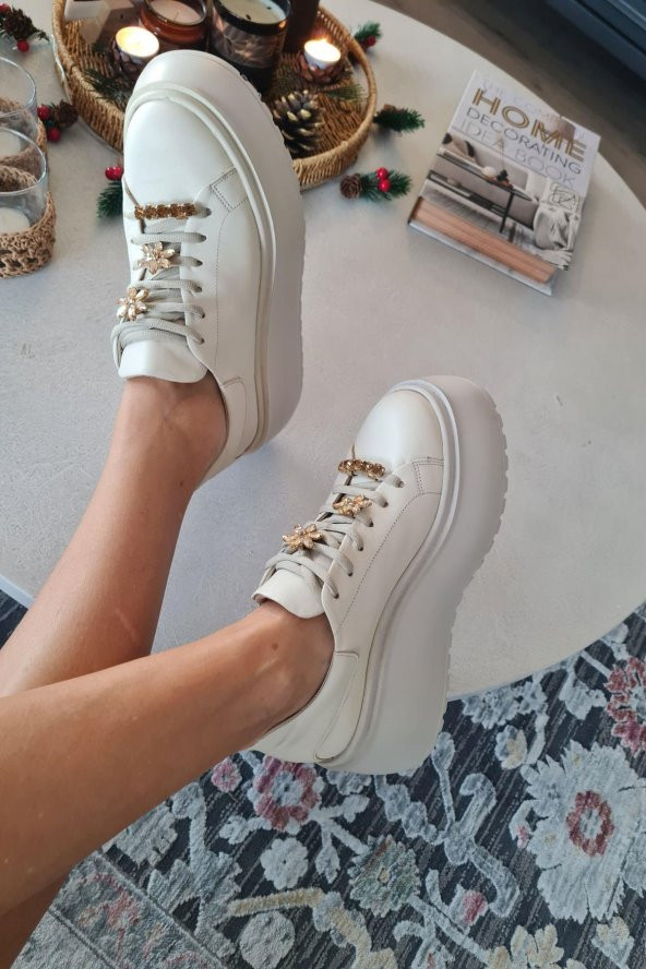 075 1004 Topukla Kadın Kalın Taban Bağcıklı Loafer Makosen Hakiki Deri Günlük Ayakkabı - 5