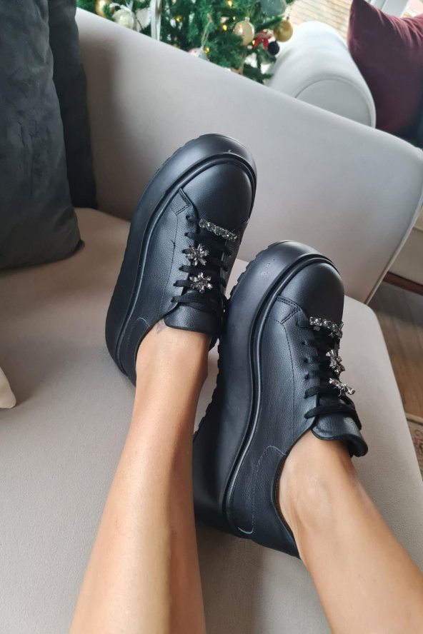 075 1004 Topukla Kadın Kalın Taban Bağcıklı Loafer Makosen Hakiki Deri Günlük Ayakkabı - 8