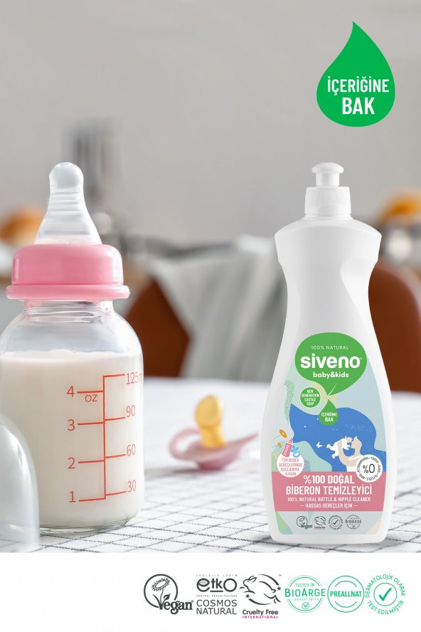 Siveno %100 Doğal Emzik Ve Biberon Temizleyicisi Bitkisel Elde Bulaşık Sabunu Nemlendirici Vegan 500 ml - 6