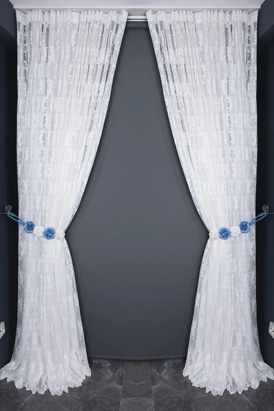 KDK 1045 DESEN KIRIK BEYAZ RENK TEK KANAT Hazır Dikilmiş Pileli Fon Perde 300*260 Cm - Resim 7