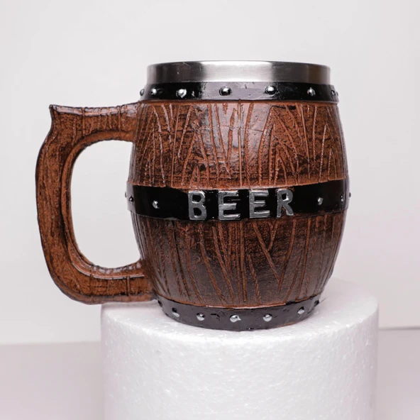 Ahşap Görünümlü Fıçı Bira Kupası Beer