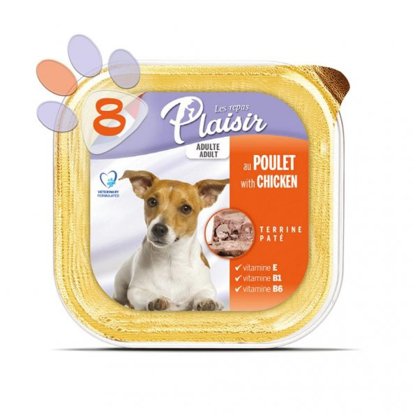 Plaisir Pate 150Gr Tavuk Etli Yetişkin 8Adet Yaş Köpek Maması