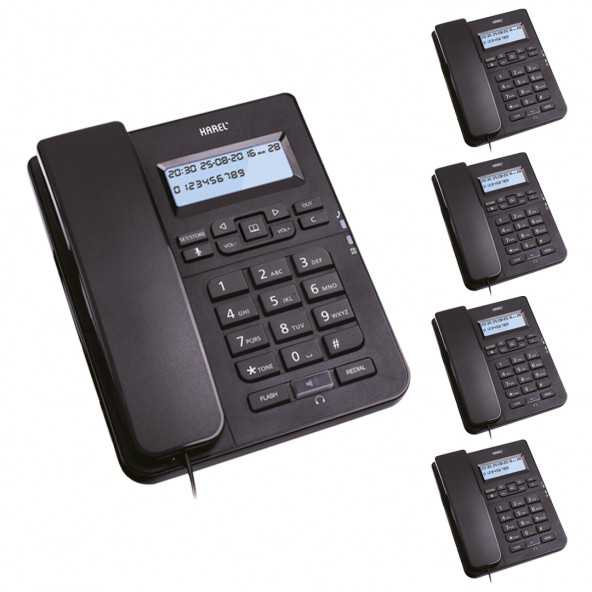 Karel TM145 Kablolu Ekranlı Masaüstü Telefon 5'li Fırsat Paketi Siyah
