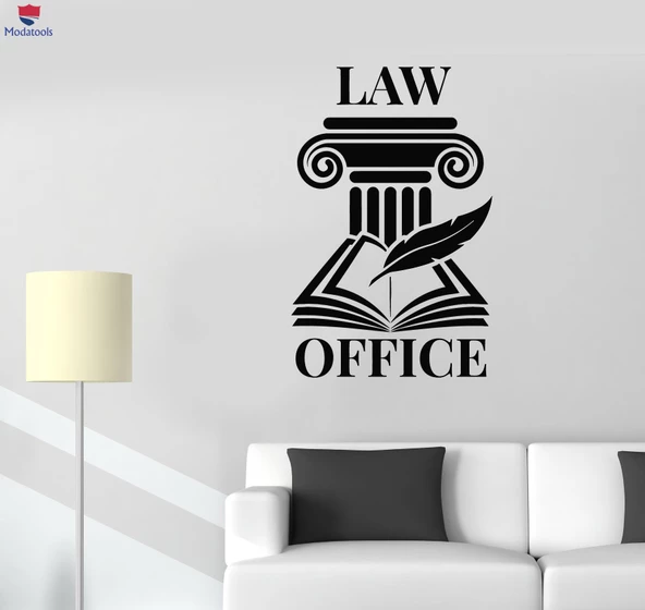 Ofis, Çalışma Odası Duvar Sticker Açık Kitap Kalem Yazı Hukuk Bürosu Ofis Çıkartmaları
