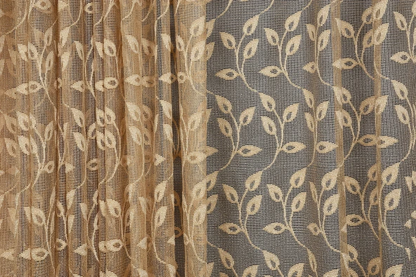 KDK 1055 DESEN GOLD RENK TEK KANAT Hazır dikilmiş Pileli Fon Perde 300*260 cm - Resim 2