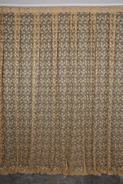 KDK 1055 DESEN GOLD RENK TEK KANAT Hazır dikilmiş Pileli Fon Perde 300*260 cm ürün görseli