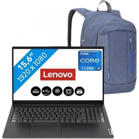 Lenovo V15 G3 Iap Intel Core I5 1235U 40GB 2tb SSD 15.6" Fhd  Windows 11 Home Bilgisayar Classone Çanta Hediyeli