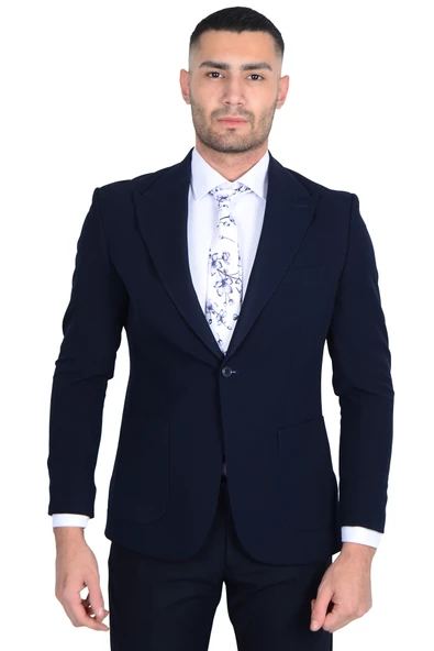 Cengiz İnler Kırlangıç Yaka Lycra Slim Fit Spor Erkek Ceket - 7