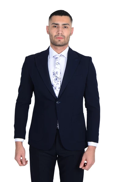 Cengiz İnler Kırlangıç Yaka Lycra Slim Fit Spor Erkek Ceket - 5