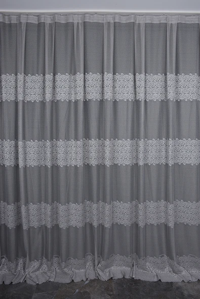 KDK 1260 DESEN GRİ RENK TEK KANAT Hazır dikilmiş Pileli Fon Perde 300*260 cm ürün görseli