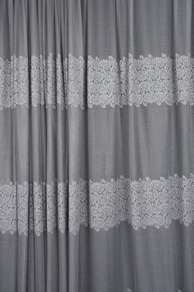 KDK 1260 DESEN GRİ RENK TEK KANAT Hazır dikilmiş Pileli Fon Perde 300*260 cm - Resim 4