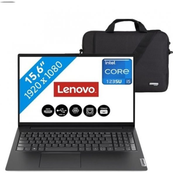 Lenovo V15 G3 Iap Intel Core I5 1235U 24GB 512GB SSD 15.6" Fhd  Windows 11 Home Bilgisayar Çanta Hediyeli