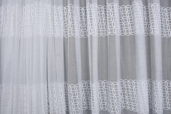 KDK 1380 DESEN KIRIK BEYAZ RENK TEK KANAT Hazır Dikilmiş Pileli Fon Perde 300*260 Cm - Resim 2