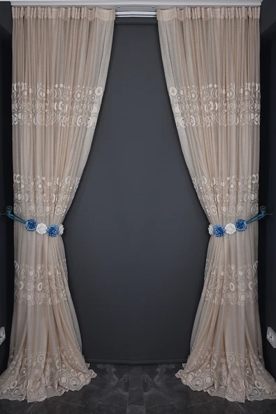 KDK 1560 DESEN VİZON  RENK TEK KANAT Hazır dikilmiş Pileli Fon Perde 300*260 cm - Resim 7