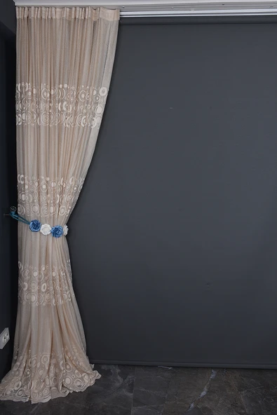 KDK 1560 DESEN VİZON  RENK TEK KANAT Hazır dikilmiş Pileli Fon Perde 300*260 cm - Resim 5