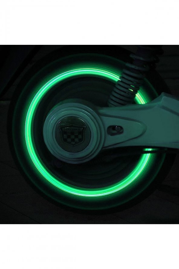 Fosforlu Floresan Led Yeşil Pilsiz Araba Motorsiklet Lastik Sibop Kapaği (2 Adet) - 2
