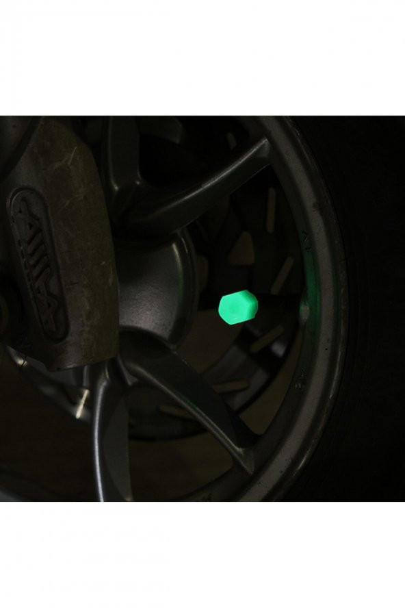 Fosforlu Floresan Led Yeşil Pilsiz Araba Motorsiklet Lastik Sibop Kapaği (2 Adet) - 3
