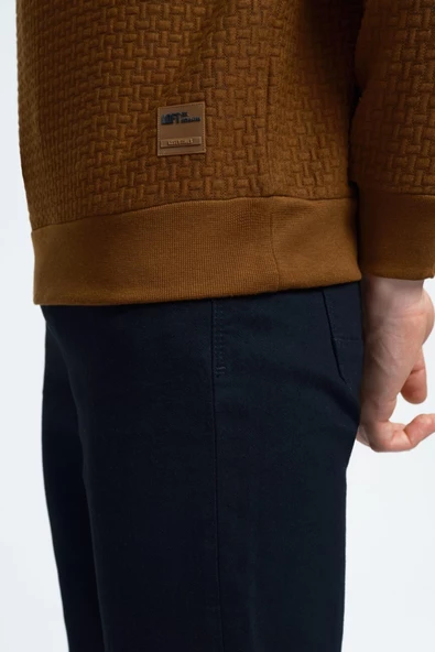 Loft 2025441 Kahverengi Kabartmalı Bisiklet Yaka Erkek Kazak - 3