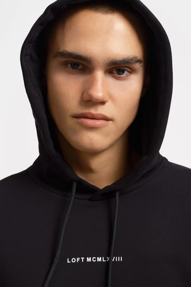 Loft 2034269 Siyah Kapüşonlu Erkek Sweat - 4