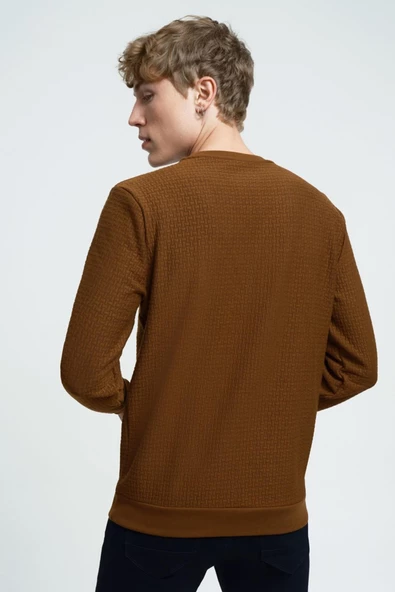 Loft 2025441 Kahverengi Kabartmalı Bisiklet Yaka Erkek Kazak - 4