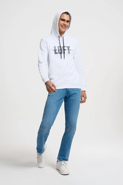Loft 2034026 Beyaz Loft Baskılı Kapüşonlu Erkek Sweat - 2