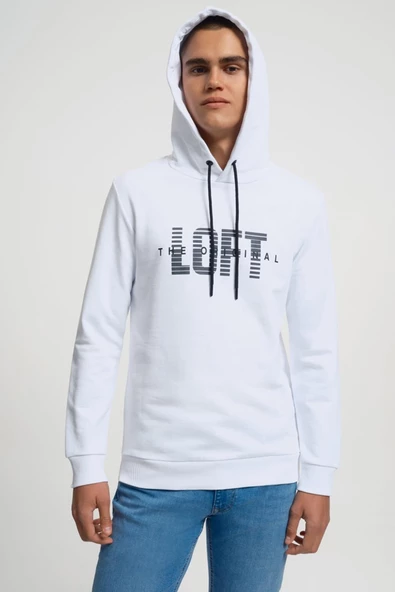 Loft 2034026 Beyaz Loft Baskılı Kapüşonlu Erkek Sweat - 1