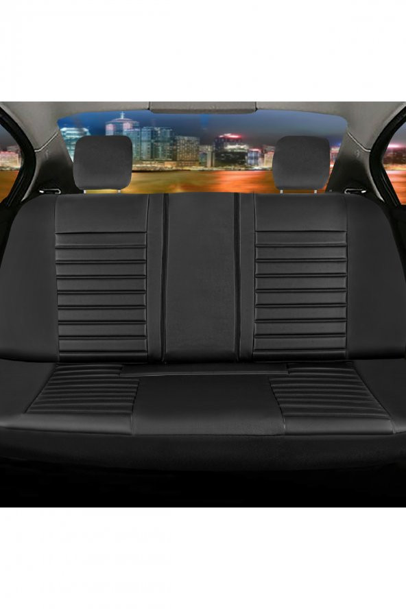 Fiat Tempra Uyumlu Lüks Deri Oto Koltuk Kılıfı Ön/Arka 5Li Set Original Siyah - 2