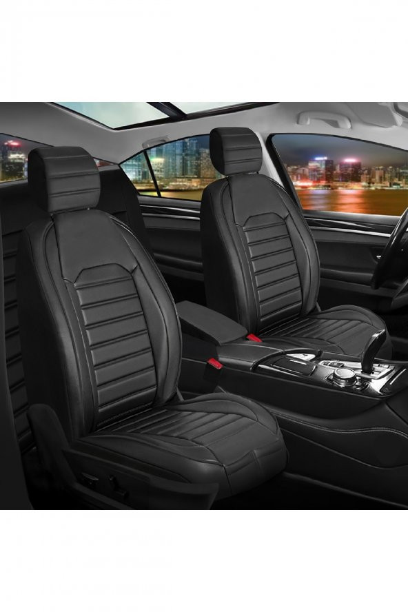 Renault Megane 1 Uyumlu Lüks Deri Oto Koltuk Kılıfı Ön/Arka 5Li Set Original Siyah
