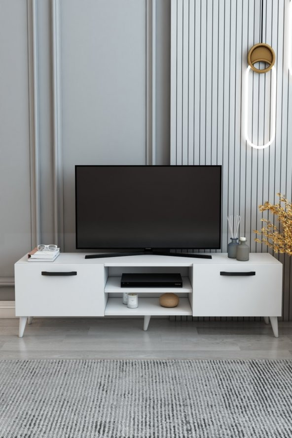 Design Efes Tv Ünitesi 150 cm 2 Kapaklı Raflı Tv Sehpası