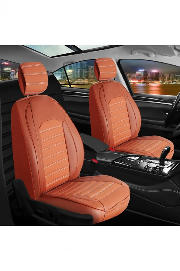Fiat Egea HB Uyumlu Lüks Deri Oto Koltuk Kılıfı Ön/Arka 5Li Set Original Tarçın
