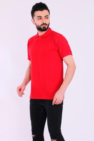 Kırmızı Basic Polo Yaka Erkek Tshirt - 6