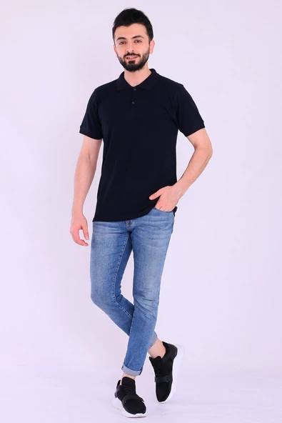 Siyah Basic Polo Yaka Erkek Tshirt - 5