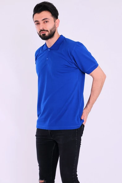 Saks Mavi Basic Polo Yaka Erkek Tshirt - 3