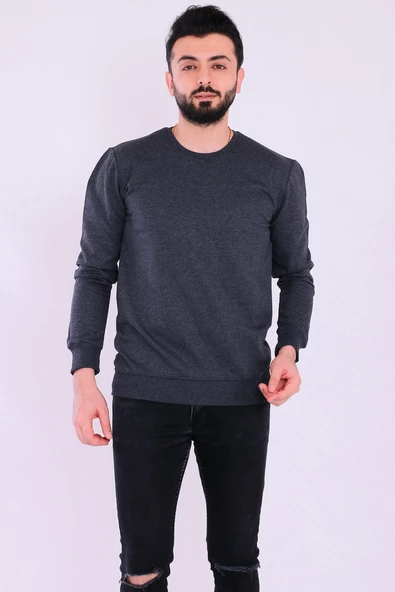 Antrasit Basic Erkek 2 iplik Sweatshirt - 1