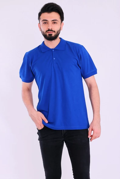Saks Mavi Basic Polo Yaka Erkek Tshirt - 2